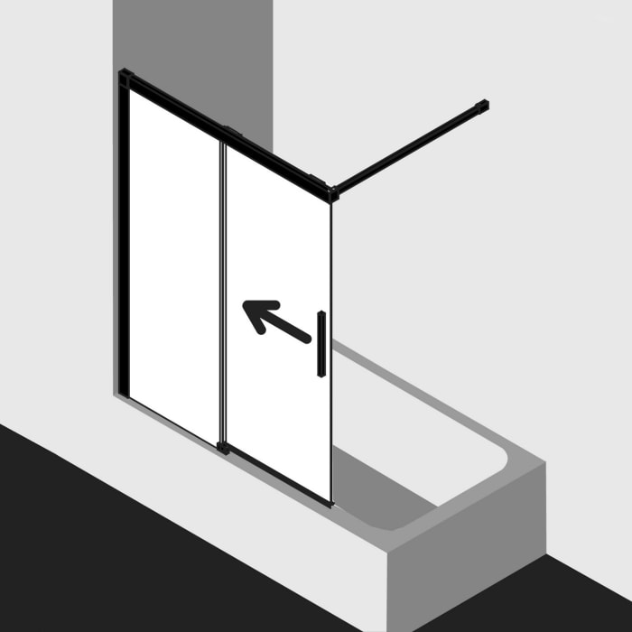 Kermi Dark Edition NICA Badewannenaufsatz 120 x 150 cm, Anschlag links