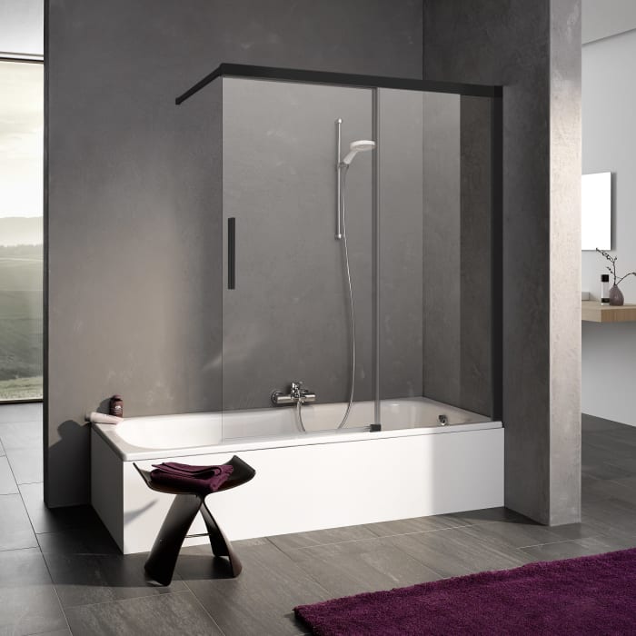 Kermi Dark Edition NICA Badewannenaufsatz 120 x 150 cm, Anschlag rechts