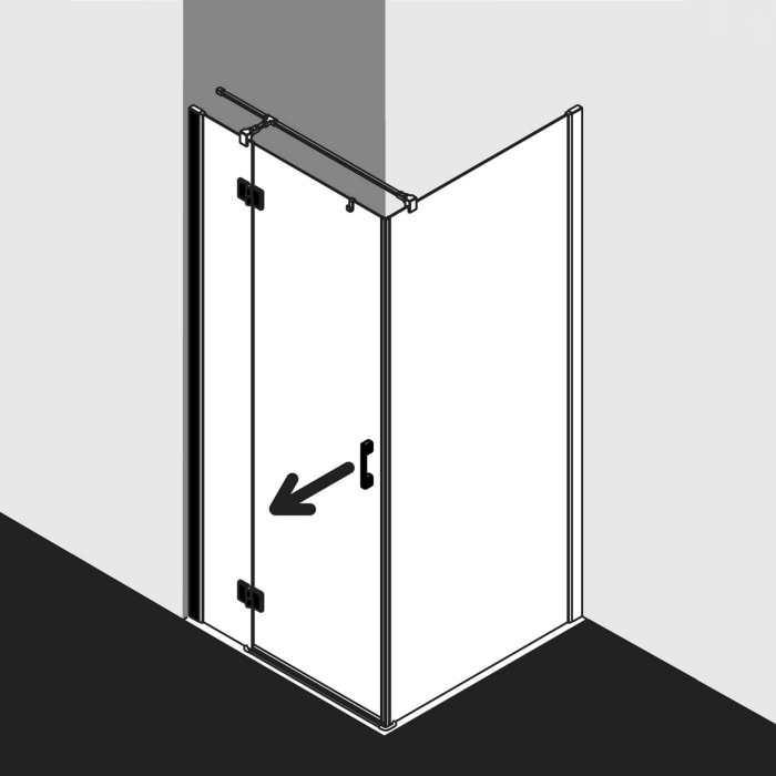 Kermi Dark Edition LIGA Drehtüre für Seitenwand 80 x 200 cm, Anschlag links