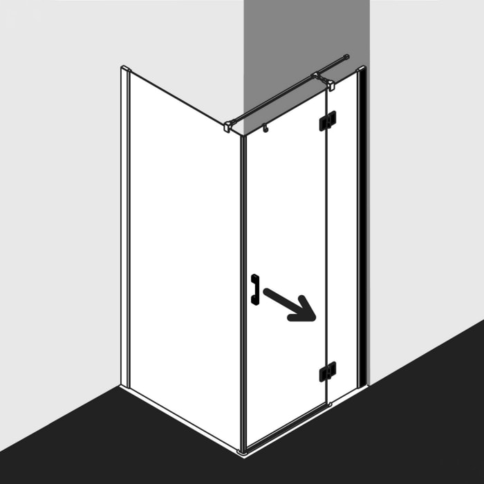 Kermi Dark Edition LIGA Drehtüre für Seitenwand 123 x 200 cm, Anschlag rechts