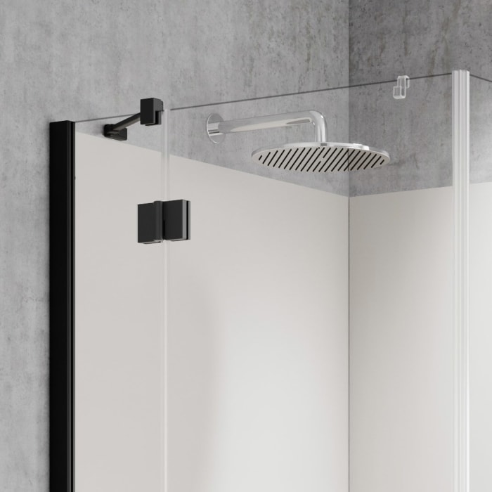 Kermi Dark Edition LIGA Eckdusche Drehtür 100 x 200 cm, Halbteil links