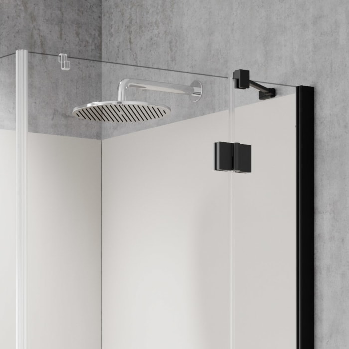 Kermi Dark Edition LIGA Eckdusche Drehtür 75 x 200 cm, Halbteil rechts