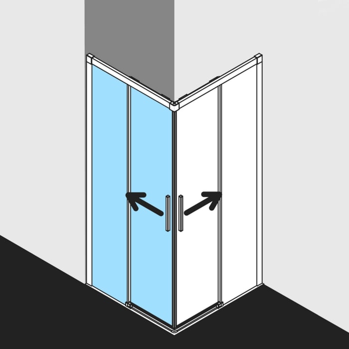 Kermi Dark Edition NICA Eckdusche Schiebetür 123 x 200 cm, Festfeld links