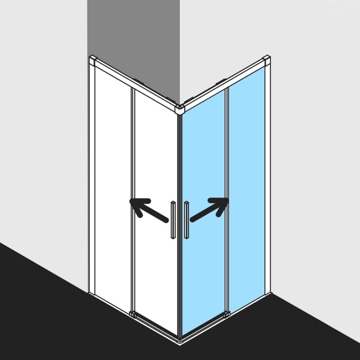 Kermi Dark Edition NICA Eckdusche Schiebetür 103 x 200 cm, Festfeld rechts