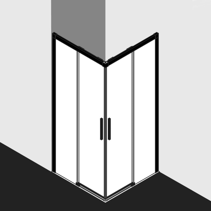 Kermi Dark Edition NICA Eckdusche Schiebetür 90 x 200 cm, Festfeld links