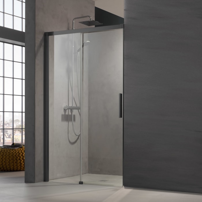 Kermi Dark Edition NICA Schiebetür für Nische 180 x 200 cm, Anschlag links