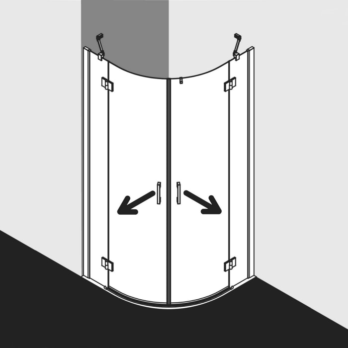 Kermi Dark Edition LIGA Viertelkreis Doppel-Drehtür 100 x 200 cm