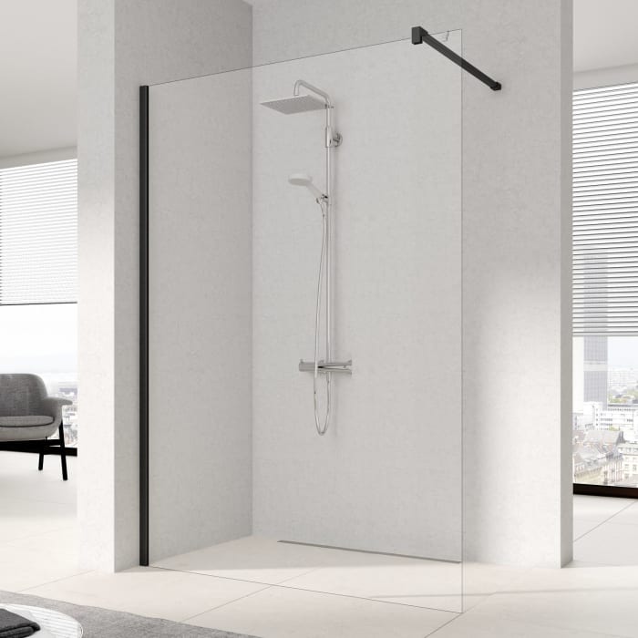 Kermi Dark Edition WALK-IN XB 80 x 200 cm, inkl. Stabilisierung rund