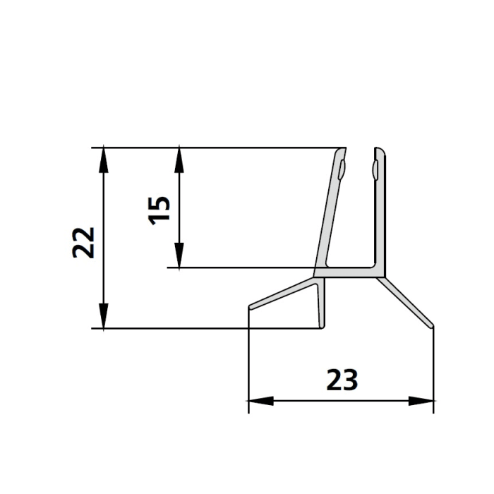 Kermi Dichtleiste waagerecht für Ibiza 2000 Schwingtür mit versetzten Drehpunkt