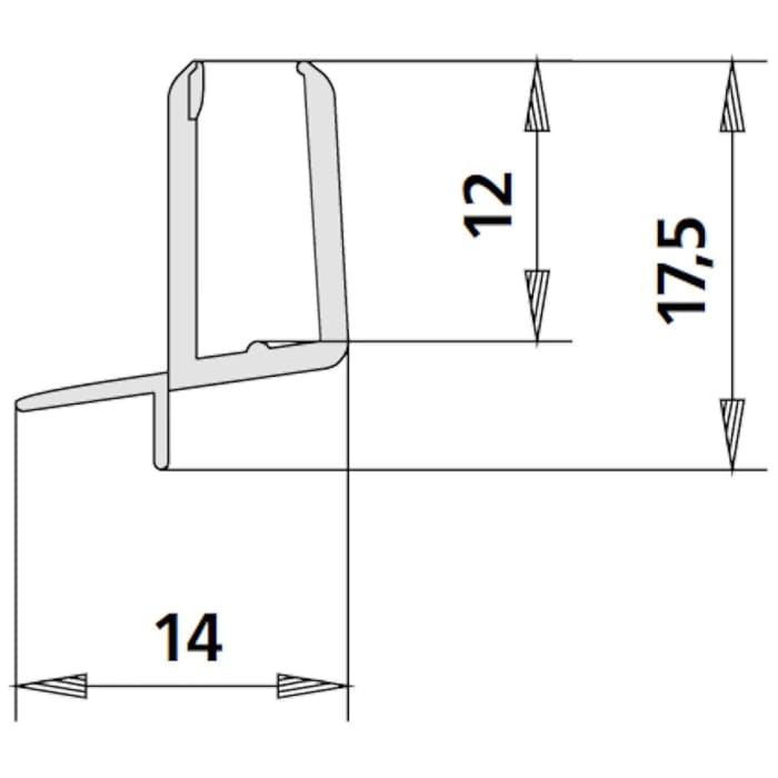 Kermi Ibiza 2000 Dichtleiste waagerecht 98,5 cm für Schwingtür