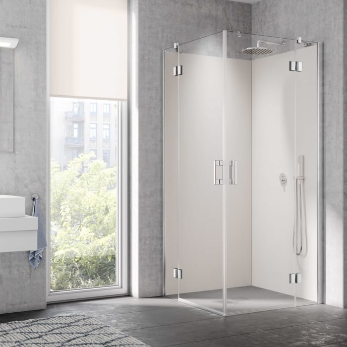 Kermi Liga Eckeinstieg Schwingtür mit Festteil für Duschwanne 110 cm, Halbteil rechts