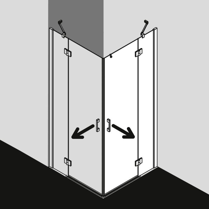 Kermi Liga Eckeinstieg Schwingtür mit Festteil für Duschplatz 90 cm, Halbteil rechts