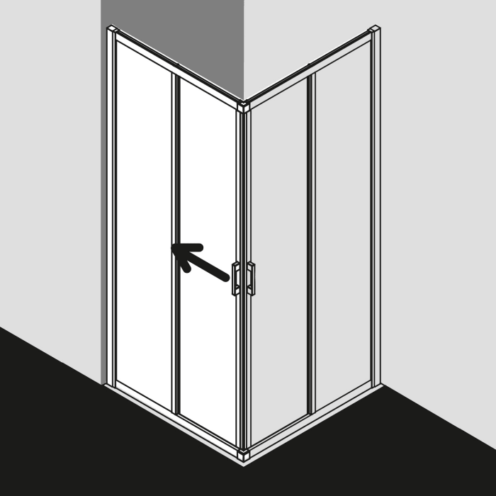 Kermi Liga Eckeinstieg 2-teilig Gleittür 90 cm, Halbteil links