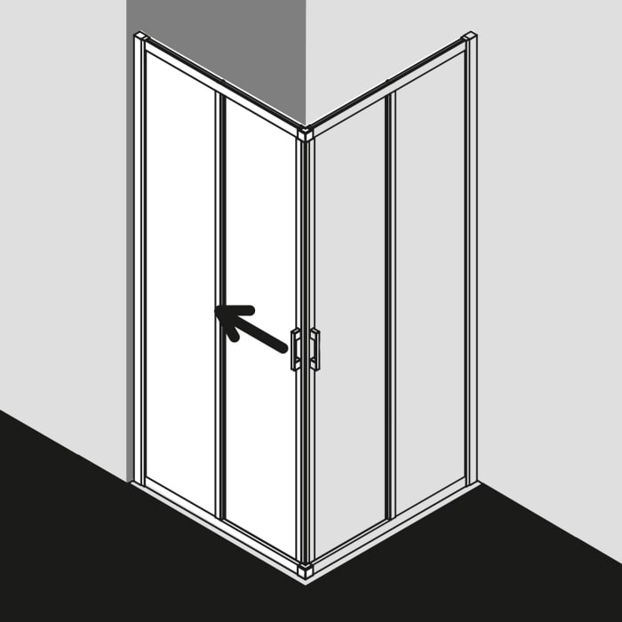 Kermi Liga Eckeinstieg 2-teilig Gleittür 110 cm, Halbteil links