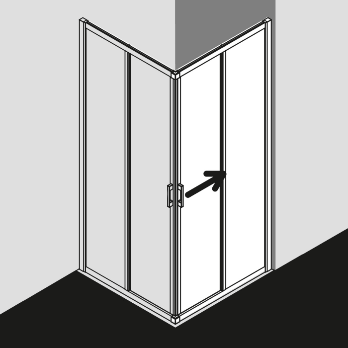 Kermi Liga Eckeinstieg 2-teilig Gleittür 90 cm, Halbteil rechts