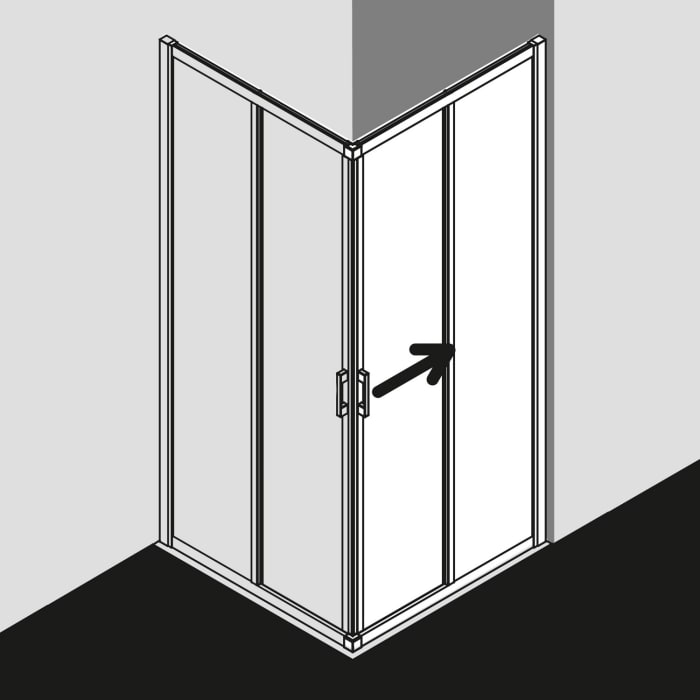 Kermi Liga Eckeinstieg 2-teilig Gleittür 120 cm, Halbteil rechts