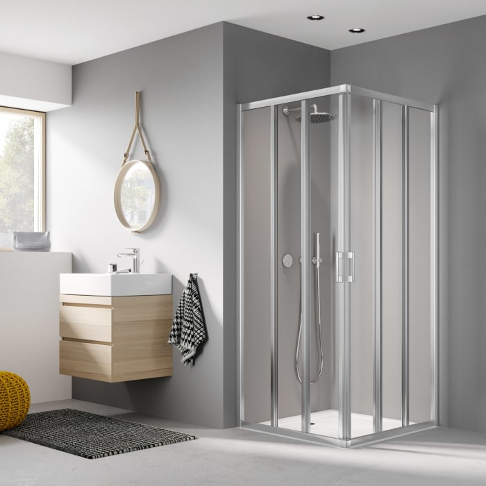 Kermi Liga Eckeinstieg 3-teilig Gleittür 120 cm, Halbteil links