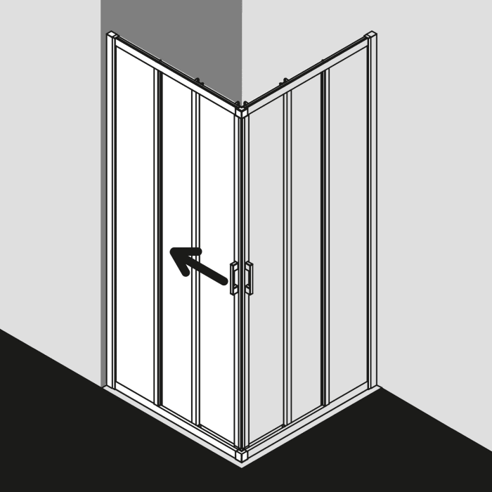 Kermi Liga Eckeinstieg 3-teilig Gleittür 80 cm, Halbteil links