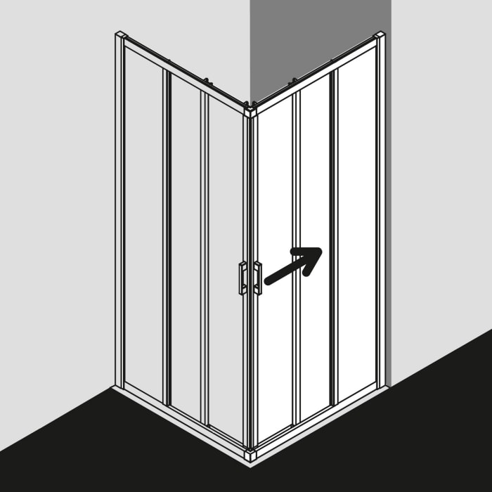 Kermi Liga Eckeinstieg 3-teilig Gleittür 120 cm, Halbteil rechts