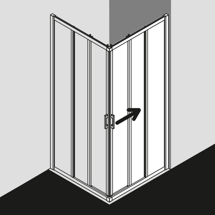 Kermi Liga Eckeinstieg 3-teilig Gleittür 120 cm, Halbteil rechts