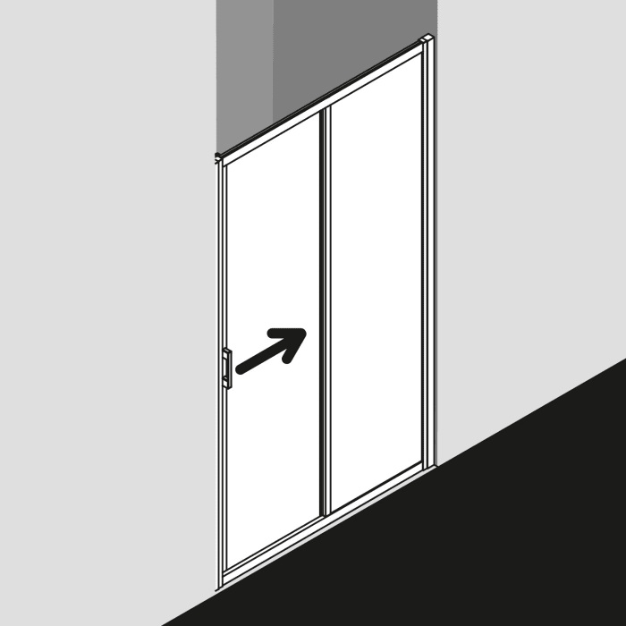 Kermi Liga Gleittür 2-teilig 130 cm mit Festfeld rechts