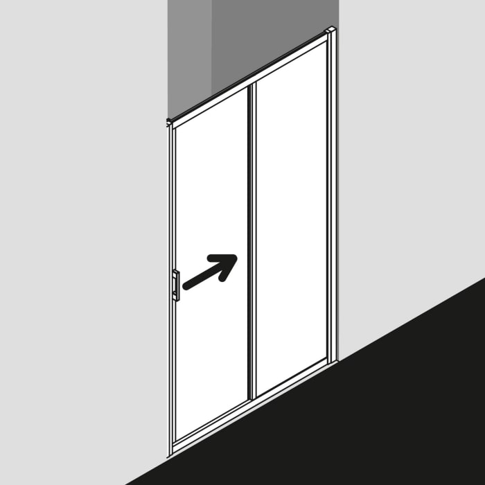 Kermi Liga Gleittür 2-teilig 140 cm mit Festfeld rechts