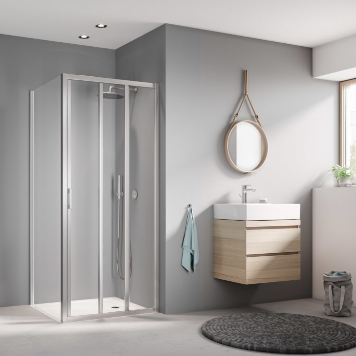 Kermi Liga Gleittür 3-teilig 80 cm mit Festfeld rechts