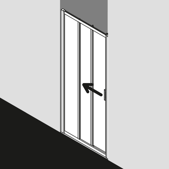 Kermi Liga Gleittür 3-teilig 90 cm mit Festfeld links