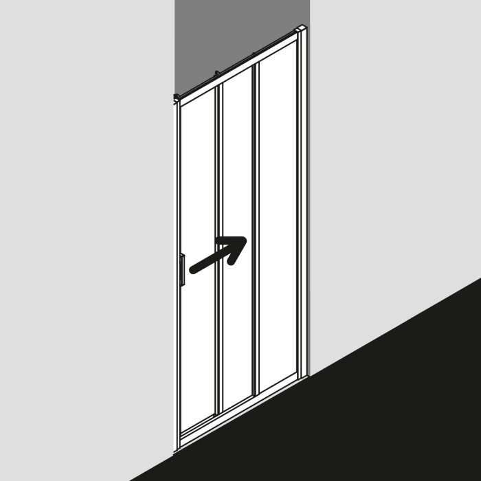 Kermi Liga Gleittür 3-teilig 95 cm mit Festfeld rechts