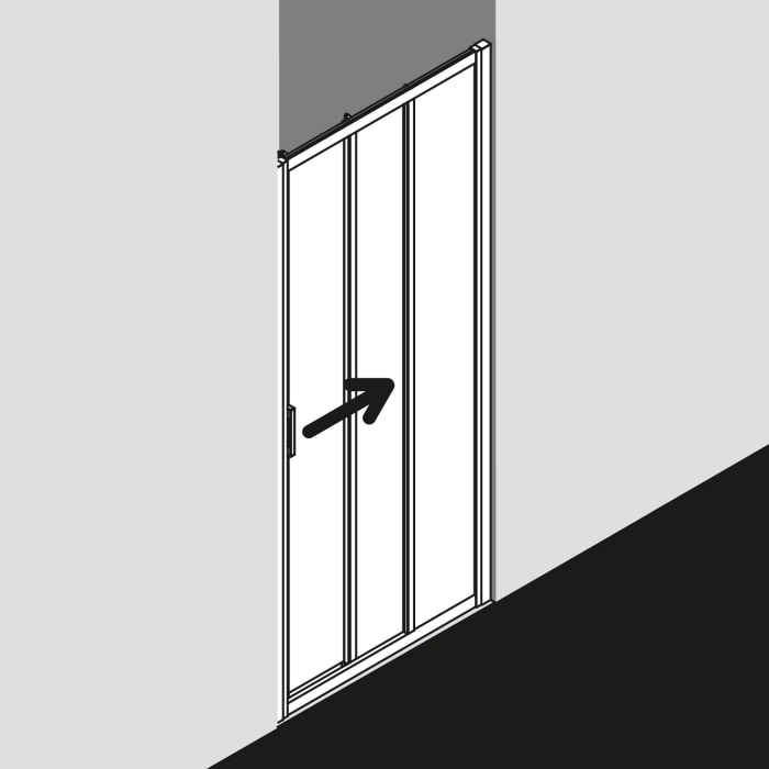 Kermi Liga Gleittür 3-teilig 100 cm mit Festfeld rechts