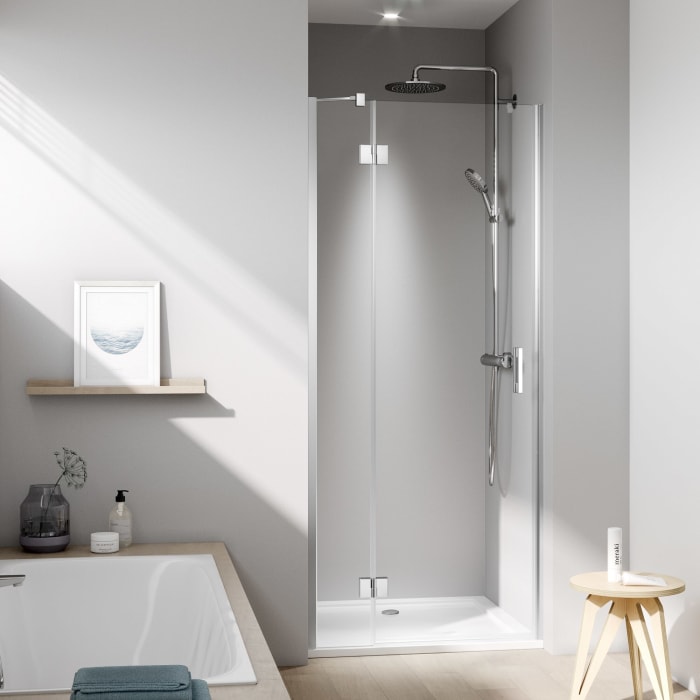 Kermi Liga Schwingtür mit Festfeld 110 cm, Anschlag links