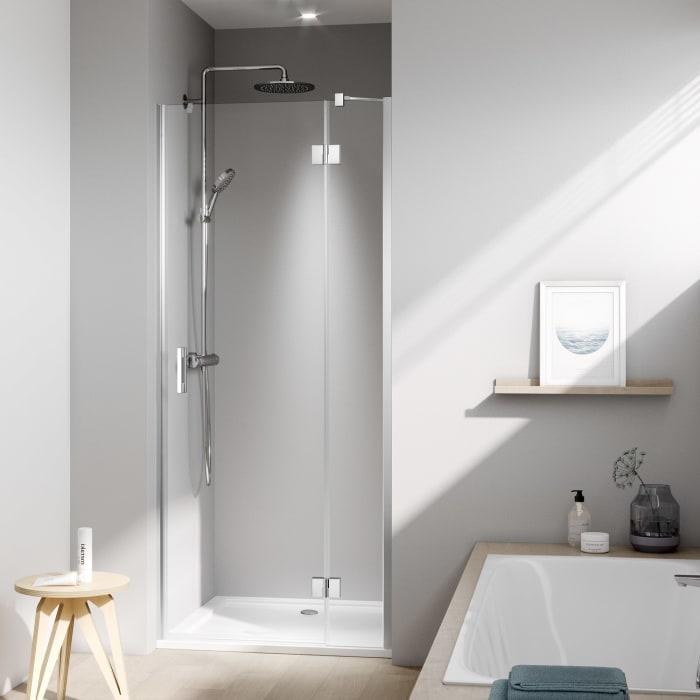 Kermi Liga Schwingtür mit Festfeld 80 cm, Anschlag rechts