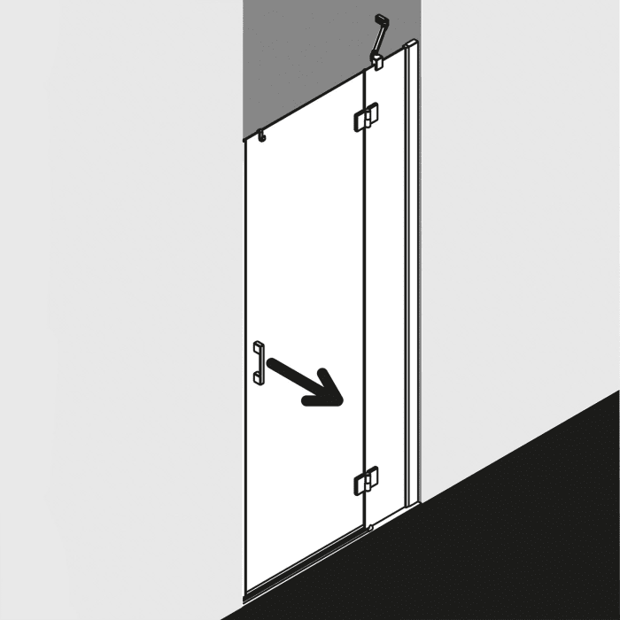 Kermi Liga Schwingtür mit Festfeld 80 cm, Anschlag rechts
