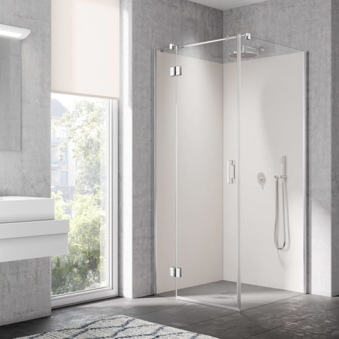 Kermi Liga Schwingtür mit Festfeld für Duschwanne 100 cm, Anschlag links