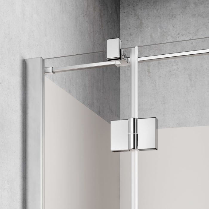 Kermi Liga Schwingtür mit Festfeld für Duschplatz 120 cm, Anschlag rechts