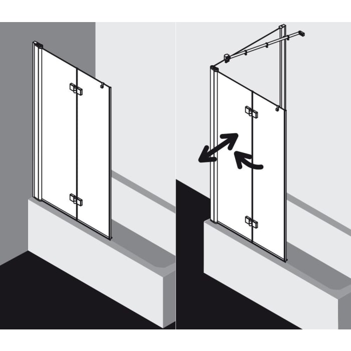 Kermi Diga Badewannen Faltwand 2-flügelig 120 x 151,7 cm, Anschlag links