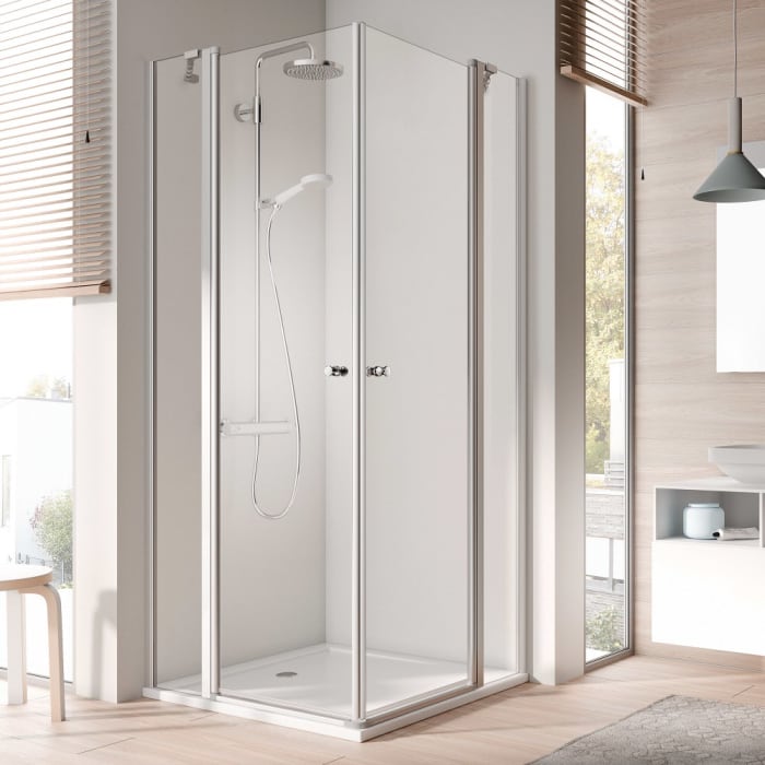 Kermi Ibiza 2000 Eckeinstieg 2-teilig Pendeltür mit Festteil, Halbteil 70 x 185 cm links