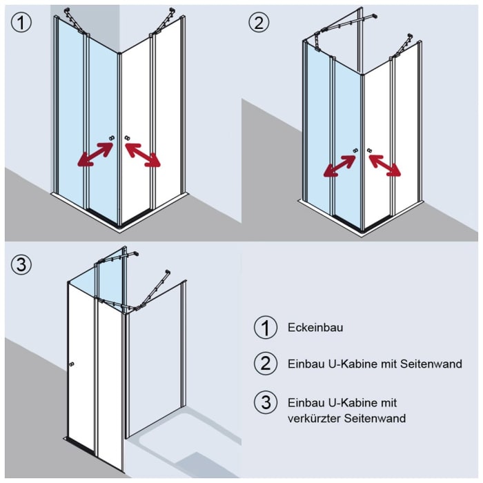 Kermi Ibiza 2000 Eckeinstieg 2-teilig Pendeltür mit Festteil, Halbteil 100 x 185 cm links
