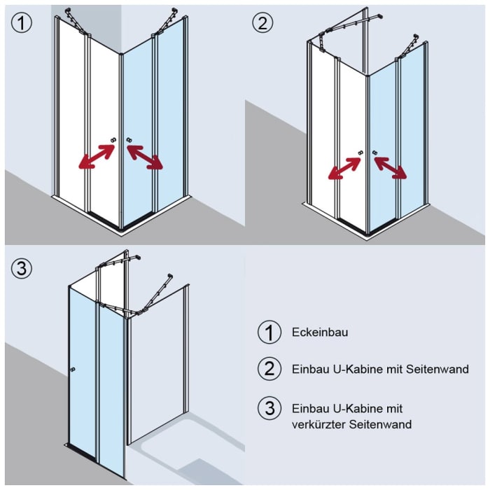 Kermi Ibiza 2000 Eckeinstieg 2-teilig Pendeltür mit Festteil, Halbteil 100 x 185 cm rechts