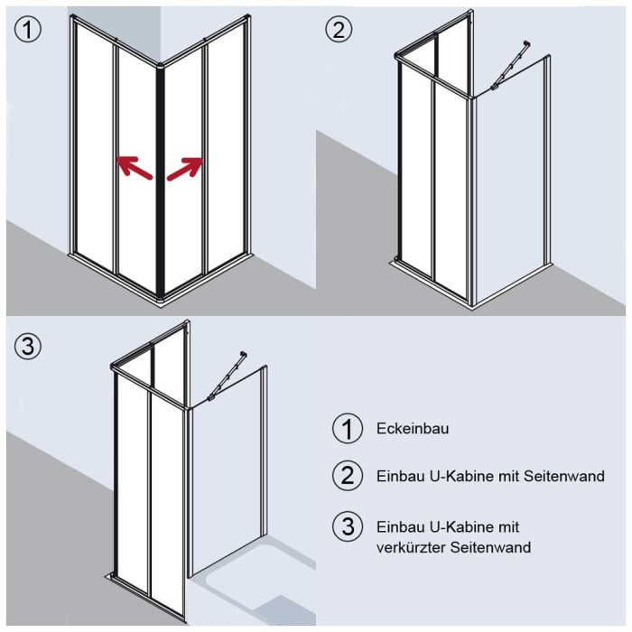 Kermi Ibiza 2000 Eckeinstieg 2-teilig Gleittür, Halbteil 75 x 185 cm