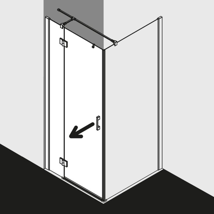 Kermi Liga Schwingtür mit Festfeld für Duschwanne 100 cm, Anschlag links