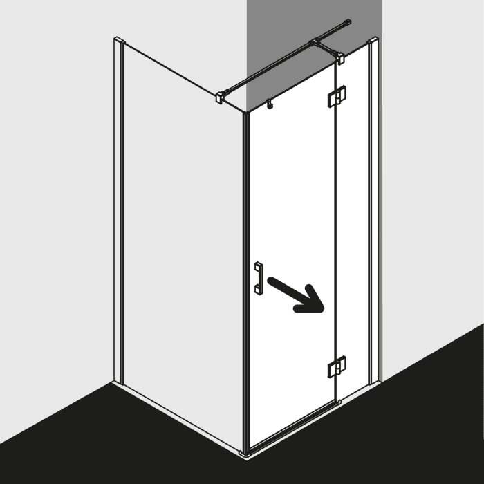 Kermi Liga Schwingtür mit Festfeld für Duschwanne 90 cm, Anschlag rechts