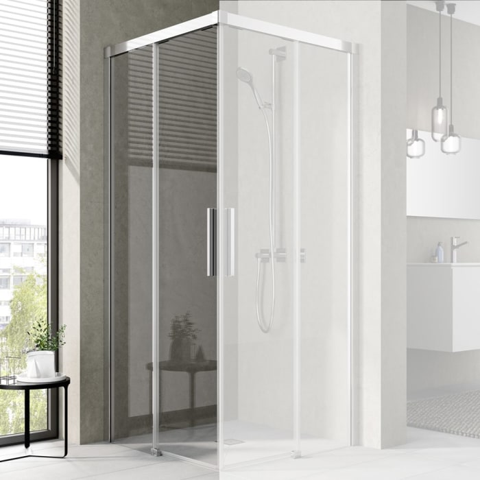 Kermi Nica Eckeinstieg 2-teilig bodenfreie Gleittür 90 cm Halbteil links