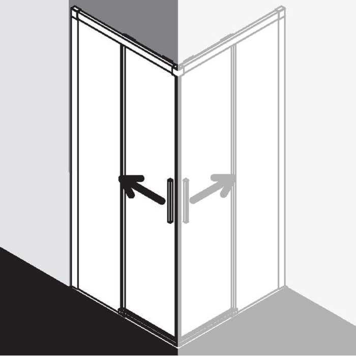 Kermi Nica Eckeinstieg 2-teilig bodenfreie Gleittür 100 cm Halbteil links