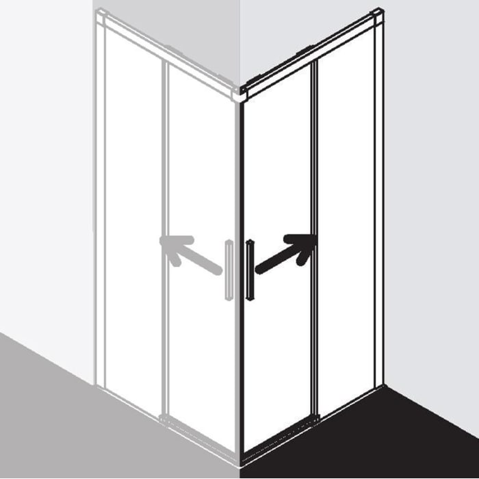 Kermi Nica Eckeinstieg 2-teilig bodenfreie Gleittür 110 cm Halbteil rechts