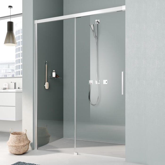 Kermi Nica Gleittür 2-teilig bodenfrei 120 cm mit Festfeld links für Nische