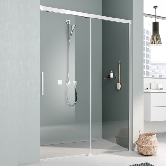 Kermi Nica Gleittür 2-teilig bodenfrei 130 cm mit Festfeld rechts für Nische