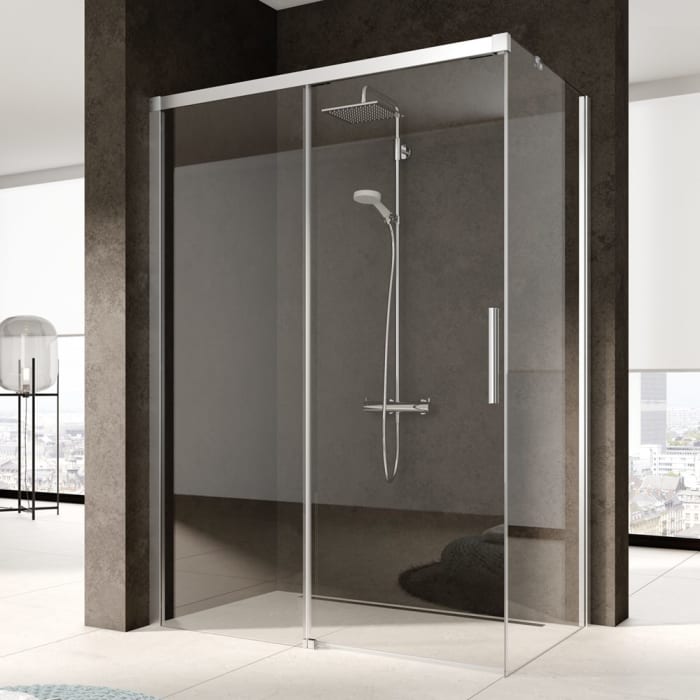 Kermi Nica Gleittür 2-teilig bodenfrei 150 cm mit Festfeld links zur Kombination mit Seitenwand