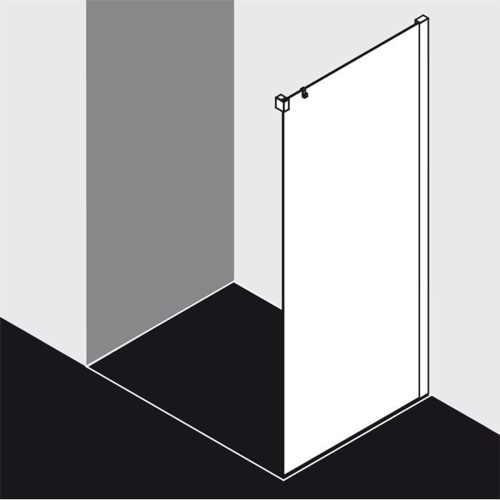 Kermi Nica Seitenwand rechts zur Montage auf Duschplatz 90 cm