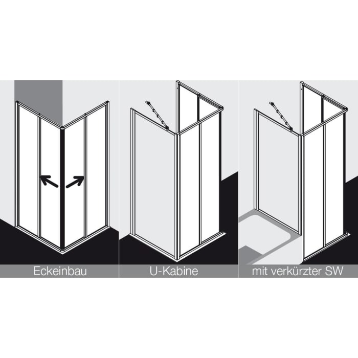 Kermi Nova 2000 Eckeinstieg 2-teilig 100 x 200 cm, Gleittüren Halbteil
